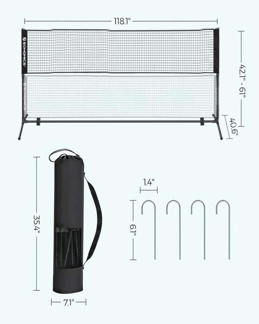 Badminton Net Portable Adjustable Height 35.4-61in Set – product view 9 | Amaraloft