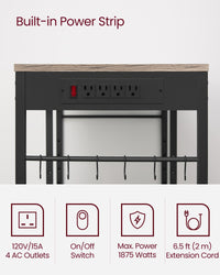 Bakers Rack With Charging Station And Adjustable Shelves, Kitchen Rack - product photo 48