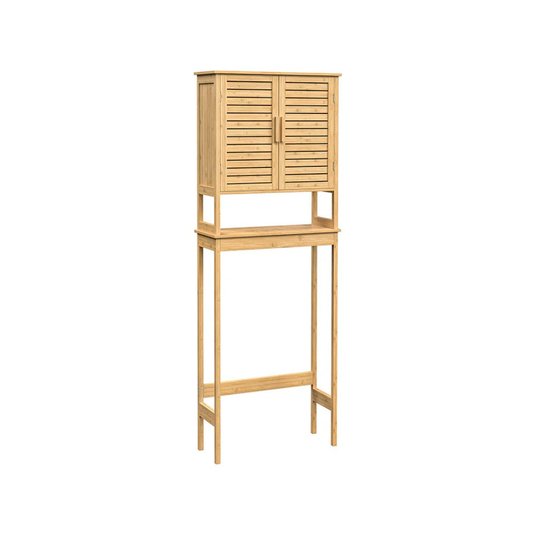 Bamboo Over Toilet Storage Cabinet With Doors And Shelf – product view 2 | Amaraloft