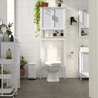 Bamboo Over Toilet Storage Cabinet With Doors And Shelf – product view 3 | Amaraloft