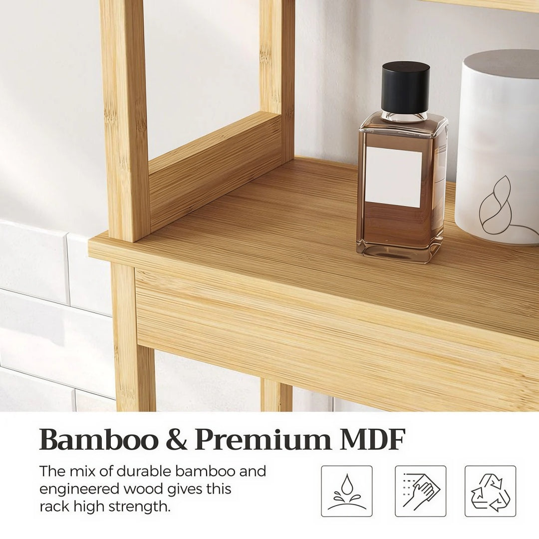 Bamboo Over Toilet Storage Cabinet With Doors And Shelf – product view 11 | Amaraloft