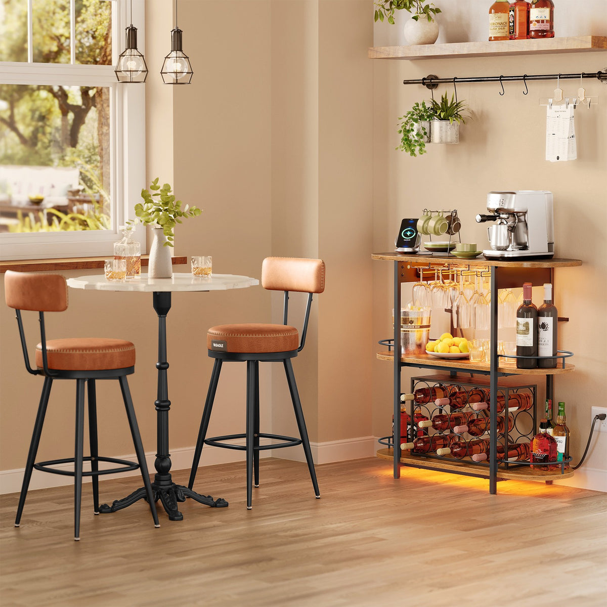 Bar Cabinet With LED Lights And Power Outlets - product photo 11