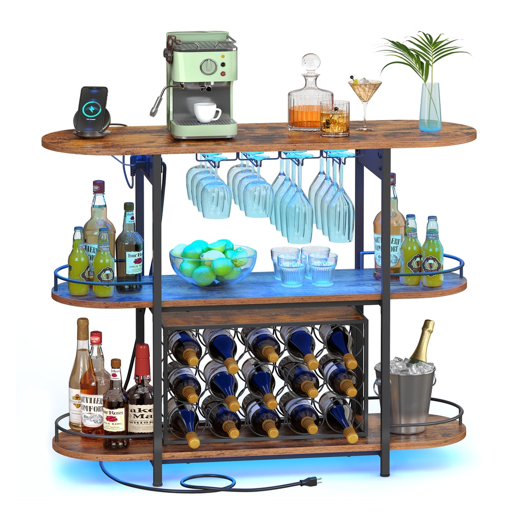 Bar Cabinet With LED Lights And Power Outlets - product photo 20