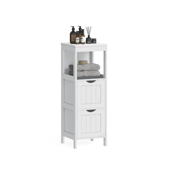 Bathroom Floor Cabinet With 2 Drawers Slim Storage 35in High – product view 1 | Amaraloft