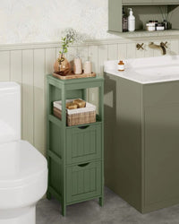 Bathroom Floor Cabinet With 2 Drawers Slim Storage 35in High – product view 16 | Amaraloft