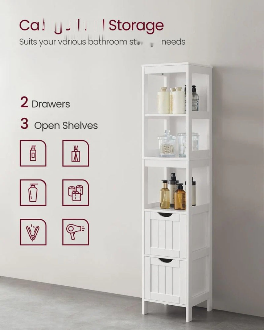 Bathroom Floor Cabinet With 2 Removable Drawers 55.7in High – product view 5 | Amaraloft