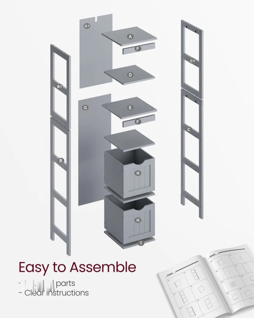 Bathroom Floor Cabinet With 2 Removable Drawers 55.7in High – product view 12 | Amaraloft