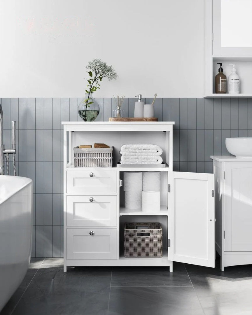 Bathroom Floor Storage Cabinet With 3 Drawers Adjustable Shelf – product view 2 | Amaraloft