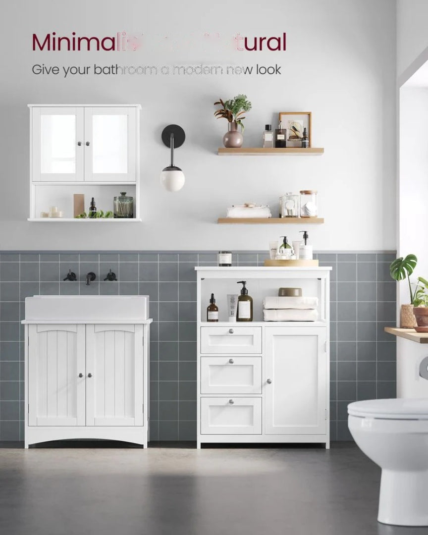 Bathroom Floor Storage Cabinet With 3 Drawers Adjustable Shelf – product view 8 | Amaraloft
