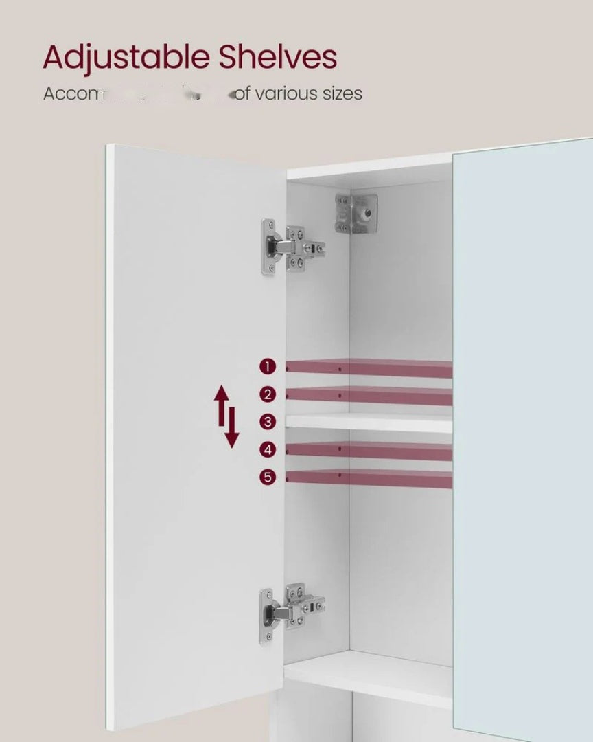 Bathroom Mirror Cabinet With Storage Wall Mounted 35.4in Wide – product view 5 | Amaraloft