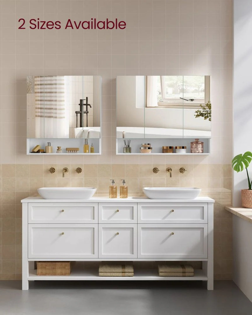 Bathroom Mirror Cabinet With Storage Wall Mounted 35.4in Wide – product view 6 | Amaraloft