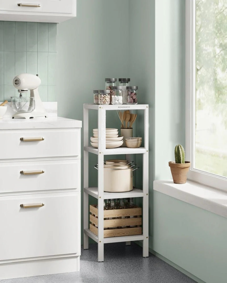 Bathroom Shelf 4-Tier Bamboo Storage Rack 38.6in High – product view 14 | Amaraloft