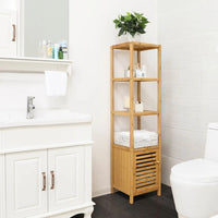 Bathroom Storage Cabinet 4-Tier Bamboo Floor Cabinet 55.5in High – product view 2 | Amaraloft