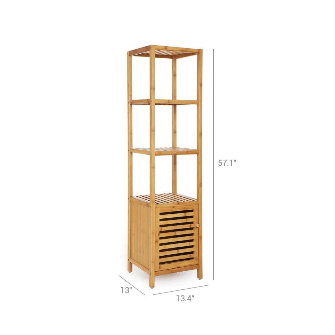 Bathroom Storage Cabinet 4-Tier Bamboo Floor Cabinet 55.5in High – product view 4 | Amaraloft