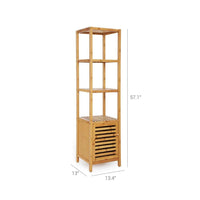 Bathroom Storage Cabinet 4-Tier Bamboo Floor Cabinet 55.5in High – product view 4 | Amaraloft
