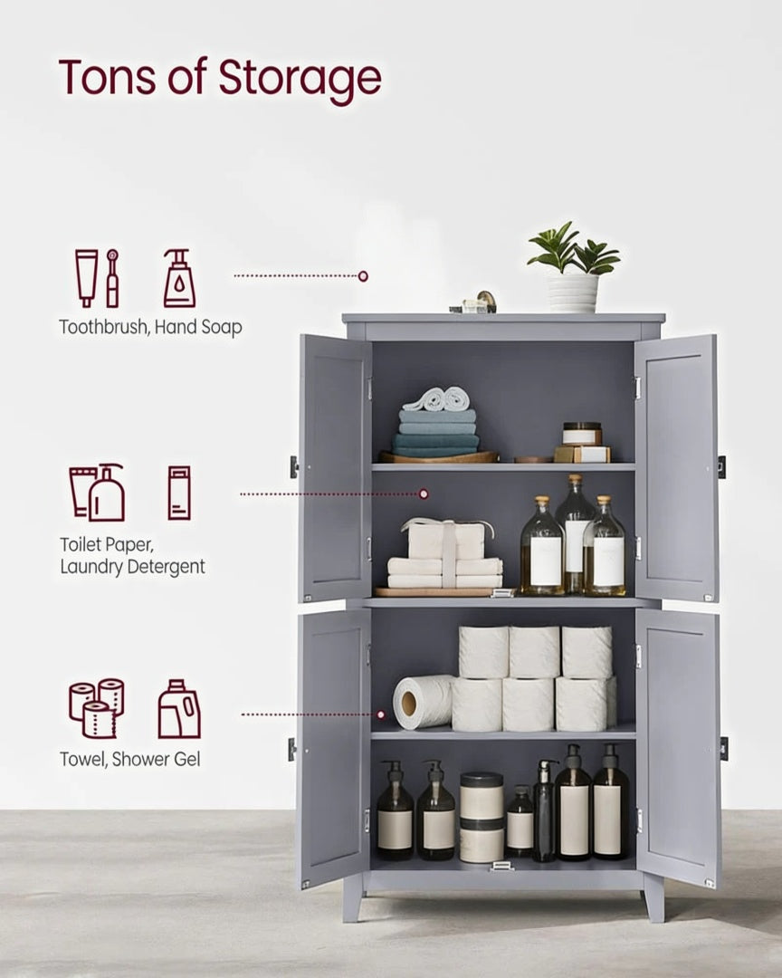 Bathroom Storage Cabinet Floor Cabinet 4 Doors Adjustable Shelves – product view 7 | Amaraloft