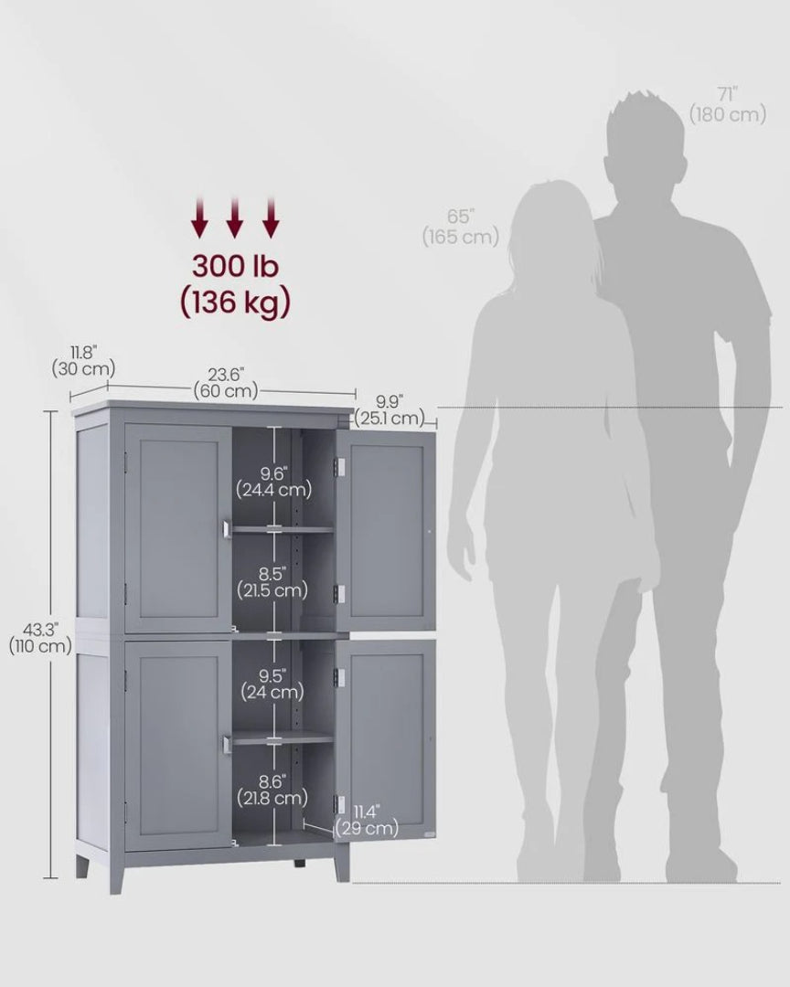 Bathroom Storage Cabinet Floor Cabinet 4 Doors Adjustable Shelves – product view 11 | Amaraloft