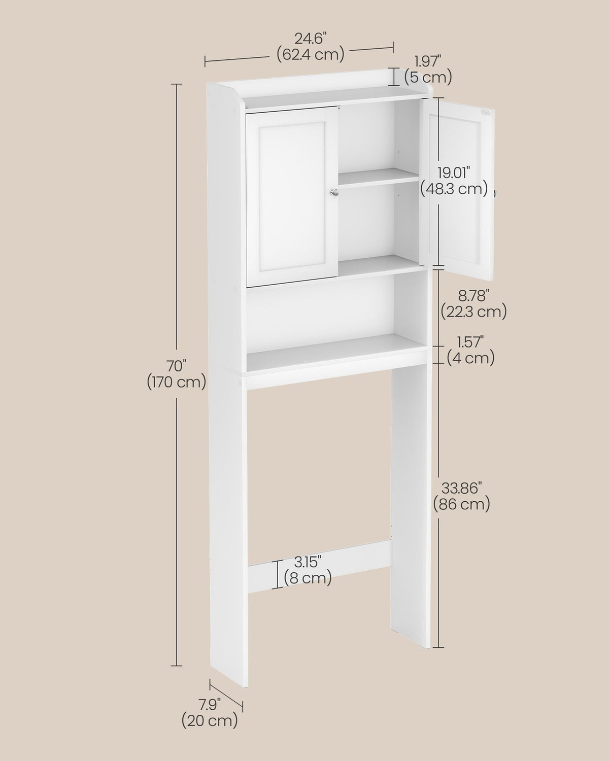 Bathroom Storage Shelf With Paper Holder Over Toilet - product photo 05