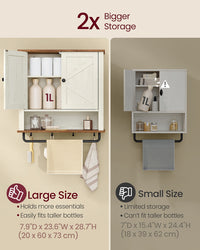 Bathroom Wall Cabinet, Farmhouse Wall-Mounted Medicine Storage Cabinet With 2 - product photo 03