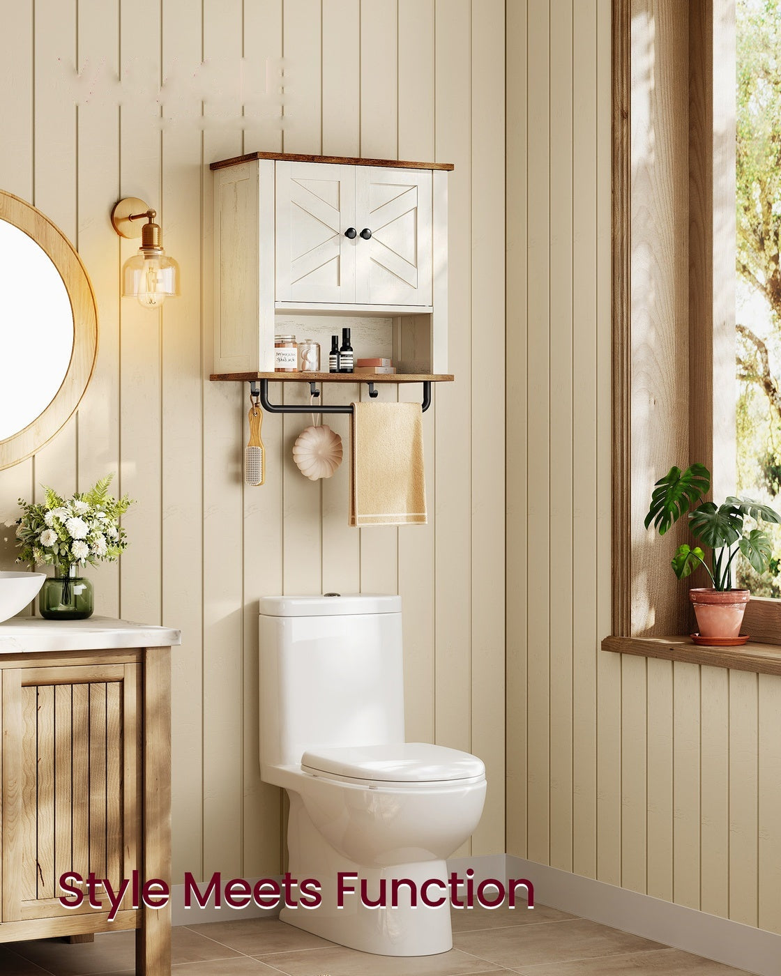 Bathroom Wall Cabinet, Farmhouse Wall-Mounted Medicine Storage Cabinet With 2 - product photo 08