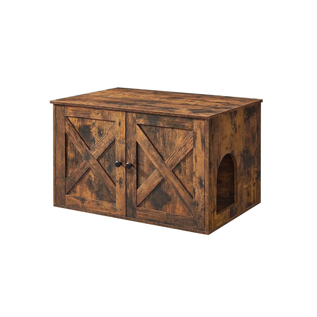 Cat Litter Box Enclosure Furniture Cabinet With Divider 31.5in Wide – product view 1 | Amaraloft