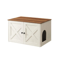 Cat Litter Box Enclosure Furniture Cabinet With Divider 31.5in Wide – product view 5 | Amaraloft