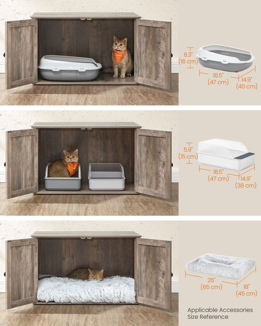 Cat Litter Box Enclosure Furniture Cabinet With Divider 31.5in Wide – product view 16 | Amaraloft