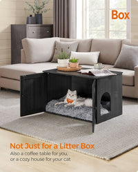 Cat Litter Box Enclosure Furniture Cabinet With Divider 31.5in Wide – product view 21 | Amaraloft