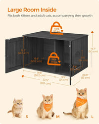 Cat Litter Box Enclosure Furniture Cabinet With Divider 31.5in Wide – product view 24 | Amaraloft