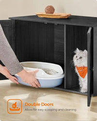 Cat Litter Box Enclosure Furniture Cabinet With Divider 31.5in Wide – product view 26 | Amaraloft