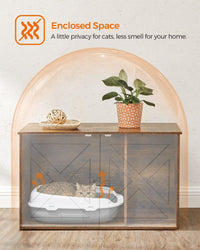 Cat Litter Box Enclosure Furniture Cabinet With Divider 31.5in Wide – product view 36 | Amaraloft