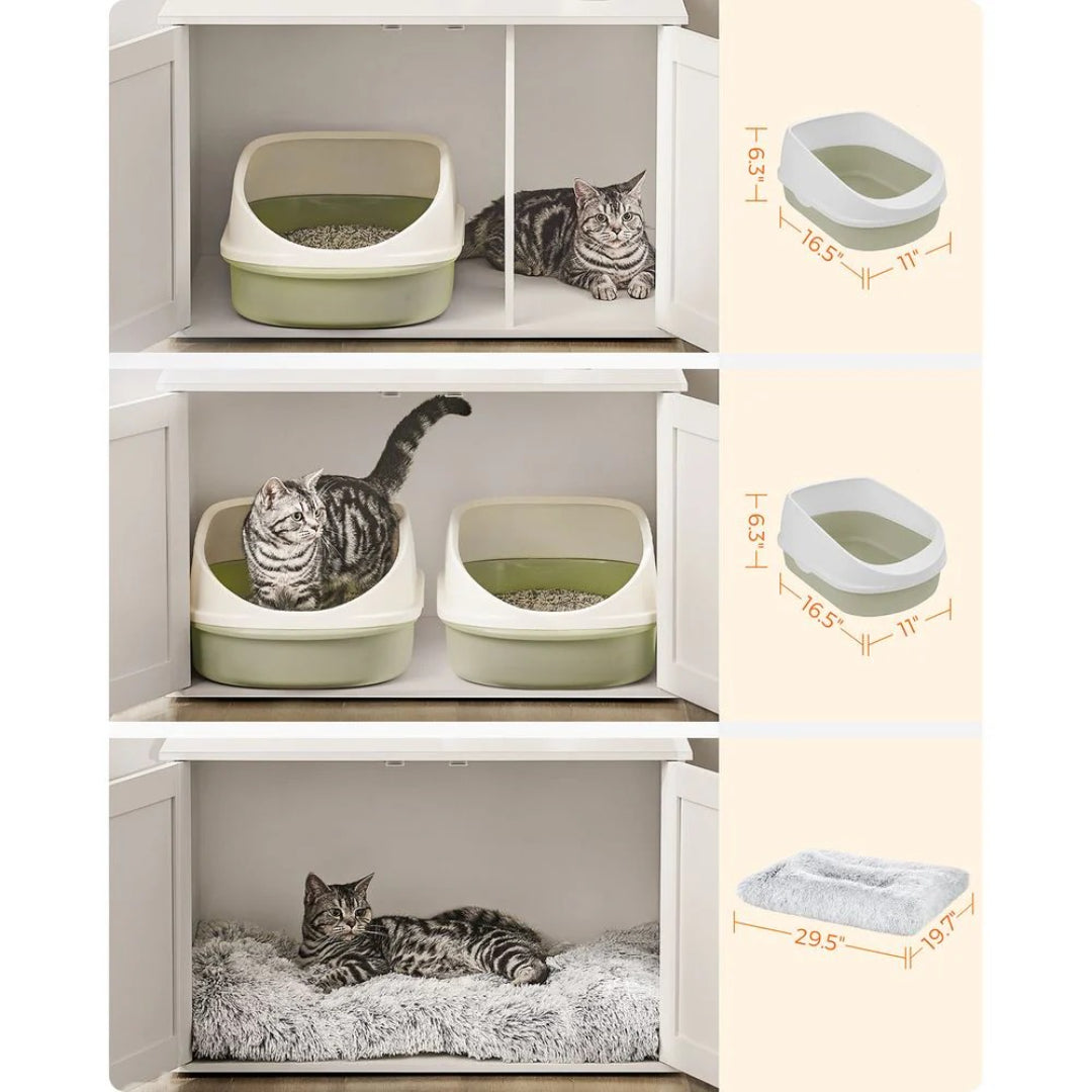 Cat Litter Box Enclosure Furniture Cabinet With Divider 31.5in Wide – product view 43 | Amaraloft