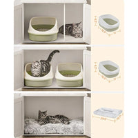 Cat Litter Box Enclosure Furniture Cabinet With Divider 31.5in Wide – product view 43 | Amaraloft