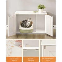Cat Litter Box Enclosure Furniture Cabinet With Divider 31.5in Wide – product view 46 | Amaraloft