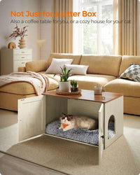 Cat Litter Box Enclosure Furniture Cabinet With Divider 31.5in Wide – product view 48 | Amaraloft