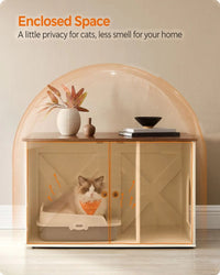 Cat Litter Box Enclosure Furniture Cabinet With Divider 31.5in Wide – product view 49 | Amaraloft