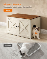 Cat Litter Box Enclosure Furniture Cabinet With Divider 31.5in Wide – product view 50 | Amaraloft