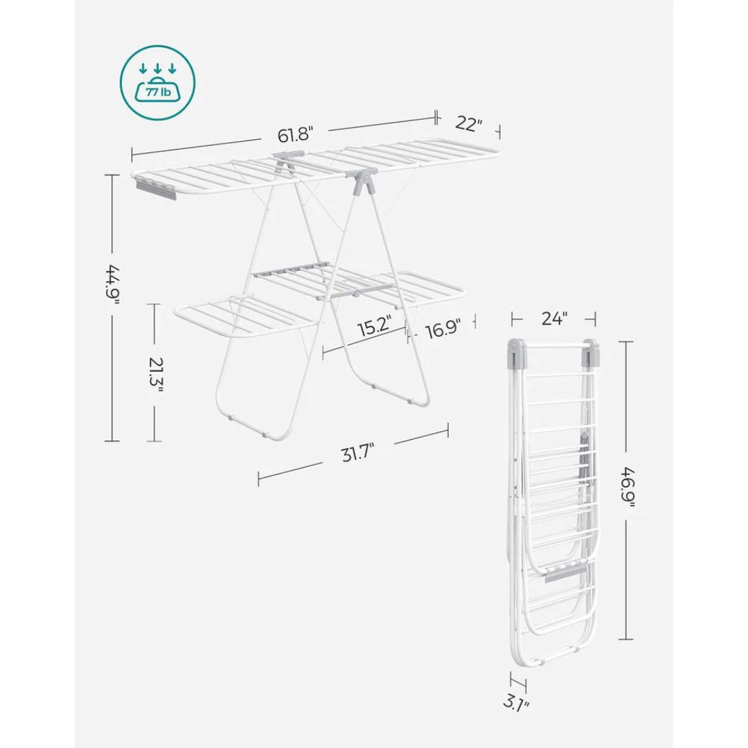Clothes Drying Rack Foldable 2-Level With Adjustable Wings 67.3in – product view 11 | Amaraloft