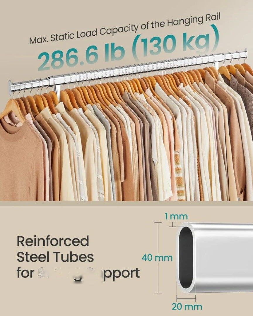 Clothes Rack Heavy Duty Rolling Garment Rack 43.3-59.1in Wide – product view 6 | Amaraloft