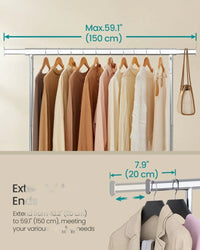 Clothes Rack Heavy Duty Rolling Garment Rack 43.3-59.1in Wide – product view 7 | Amaraloft