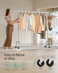Clothes Rack Heavy Duty Rolling Garment Rack 43.3-59.1in Wide – product view 8 | Amaraloft