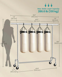 Clothes Rack Heavy Duty Rolling Garment Rack 43.3-59.1in Wide – product view 9 | Amaraloft