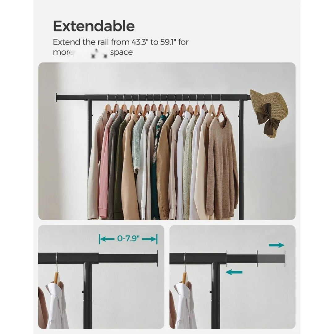 Clothes Rack Heavy Duty Rolling Garment Rack 43.3-59.1in Wide – product view 11 | Amaraloft