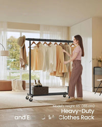 Clothes Rack With Extendable Rail Rolling Garment Rack 36.2-52in – product view 4 | Amaraloft