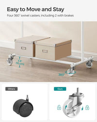 Clothes Rack With Extendable Rail Rolling Garment Rack 36.2-52in – product view 13 | Amaraloft