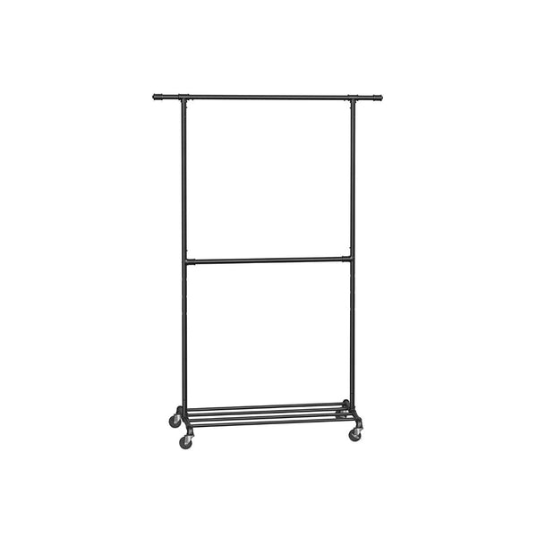 Clothing Rack Double Rod Rolling Garment Rack Heavy Duty – product view 1 | Amaraloft