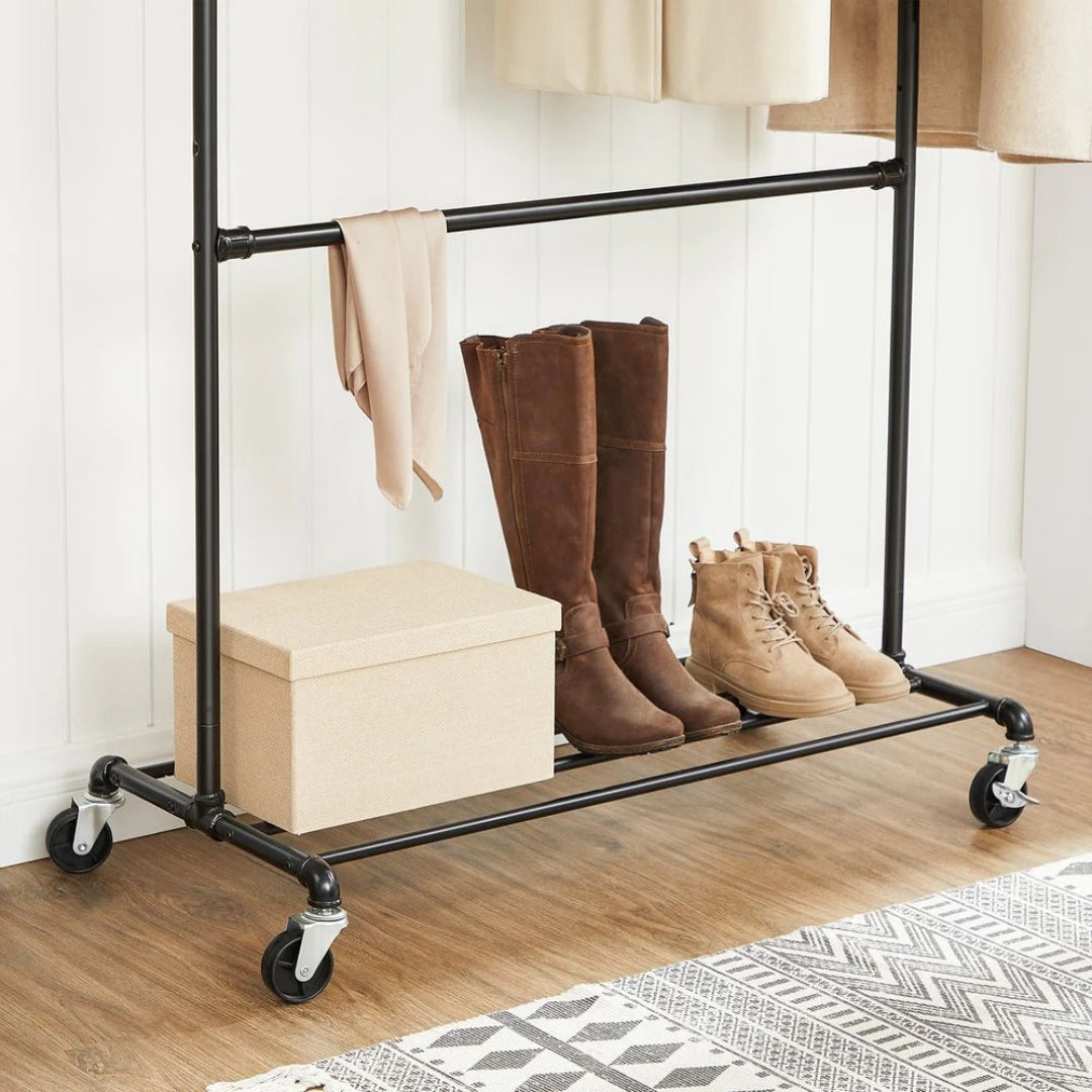 Clothing Rack Double Rod Rolling Garment Rack Heavy Duty – product view 10 | Amaraloft