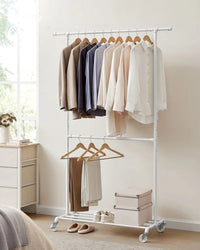 Clothing Rack Double Rod Rolling Garment Rack Heavy Duty – product view 11 | Amaraloft
