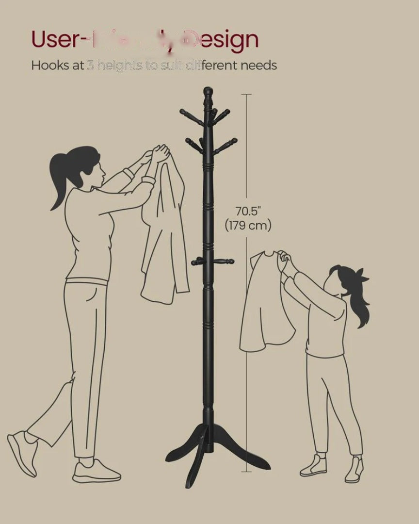 Solid Wood Coat Rack With 10 Hooks – product view 8 | Amaraloft