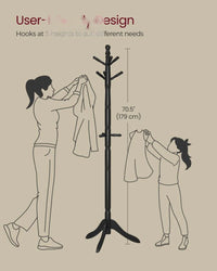 Solid Wood Coat Rack With 10 Hooks – product view 8 | Amaraloft